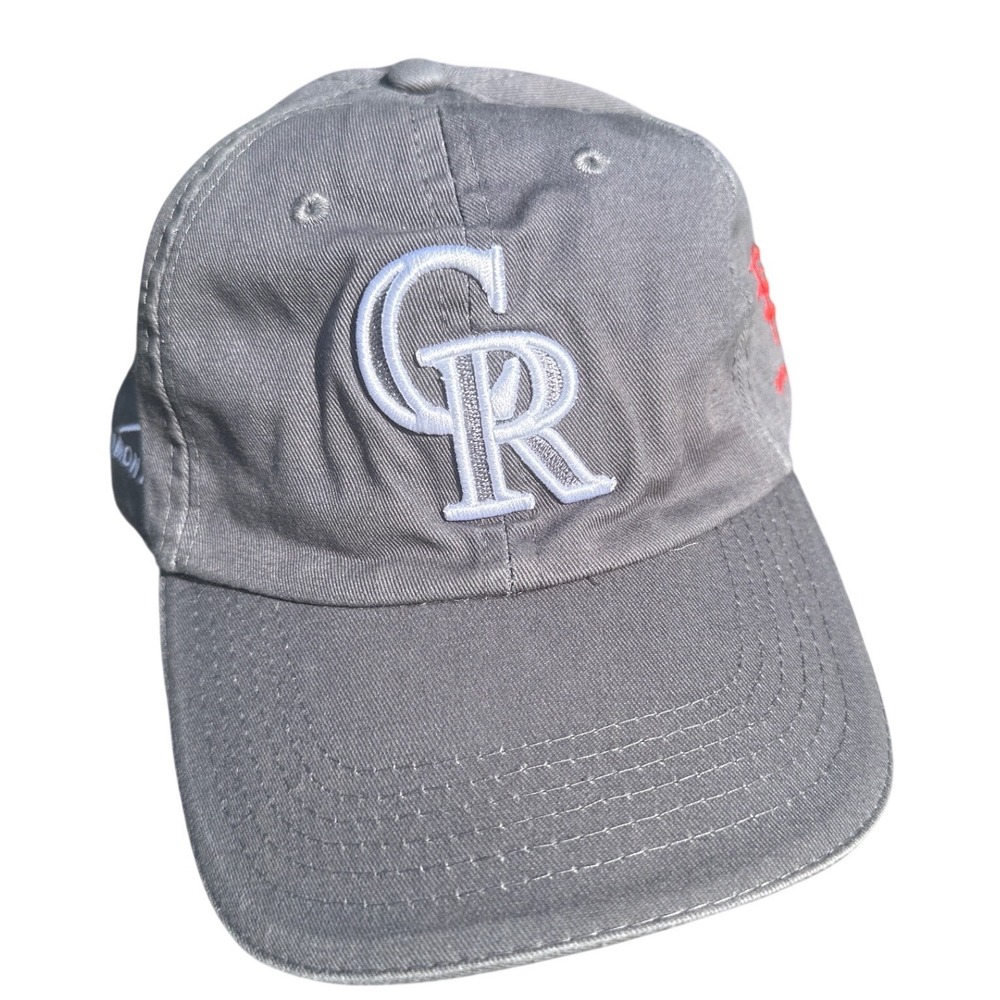 Colorado Rockies Grey Baseball Cap Hat Adjustable Strapback CR Logo Newmont CURE